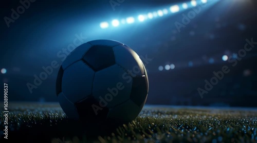 Soccer Ball in a Spotlighted Stadium / スポットライトを浴びるスタジアムのサッカーボール