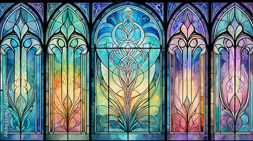Stained Glass Windows with Floral Design