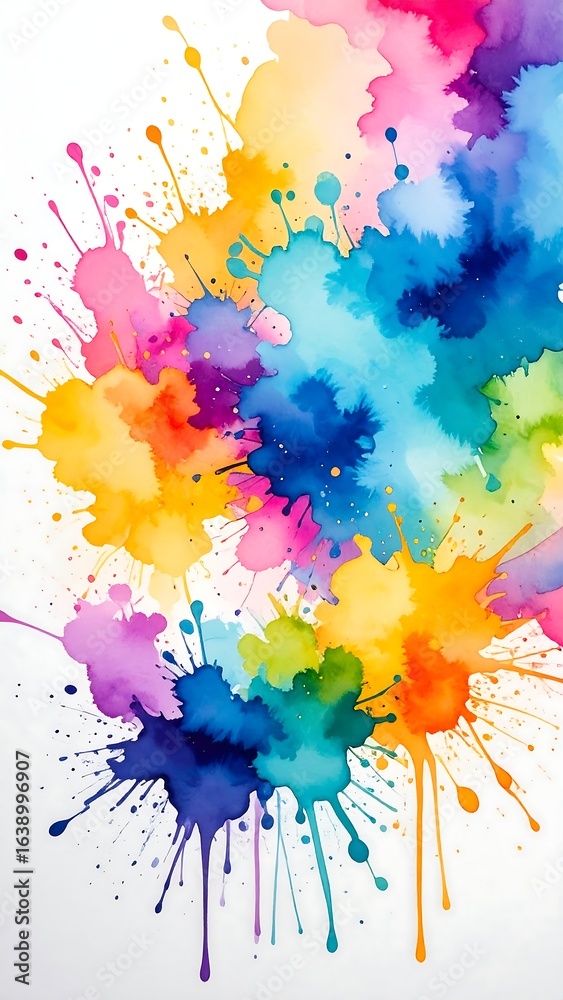 Fototapeta premium Vibrant watercolor explosion on white background