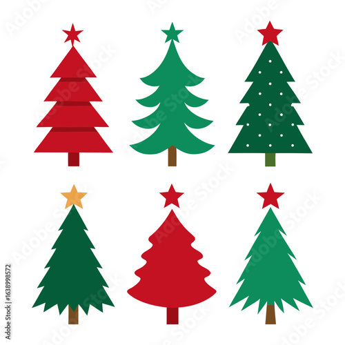 Christmas tree icon collection - vector illustration with white background.