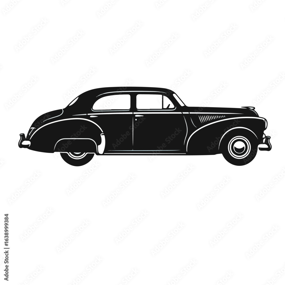 Fototapeta premium old car silhouette vector logo isolated