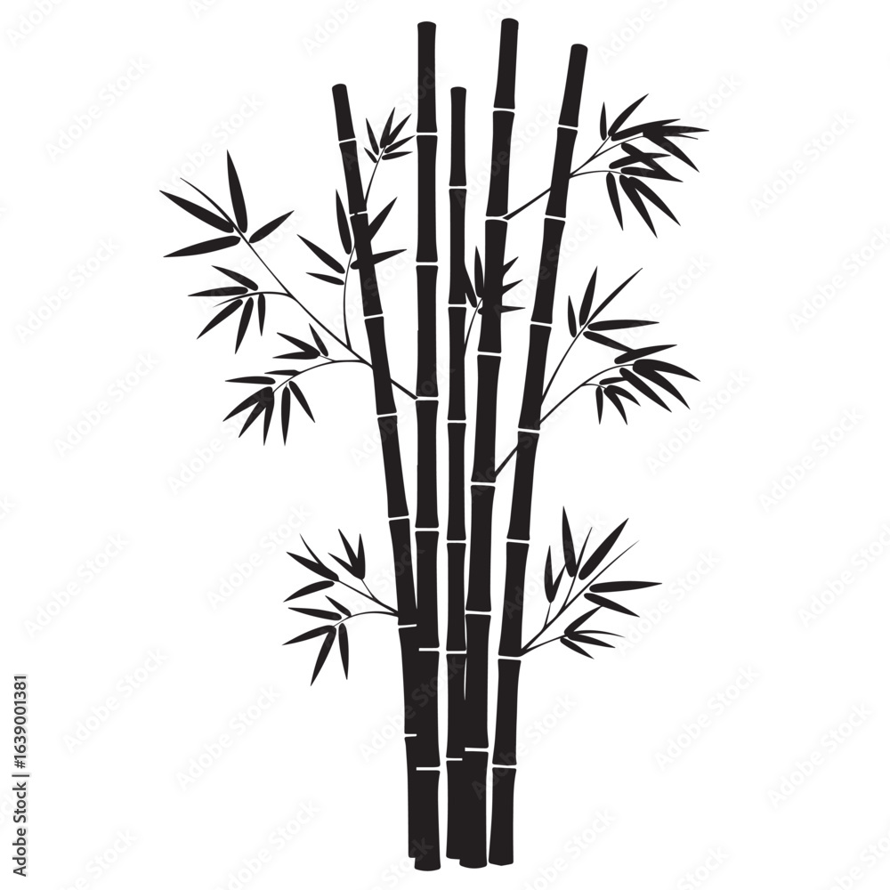 Fototapeta premium black silhouette vector of bamboo tree