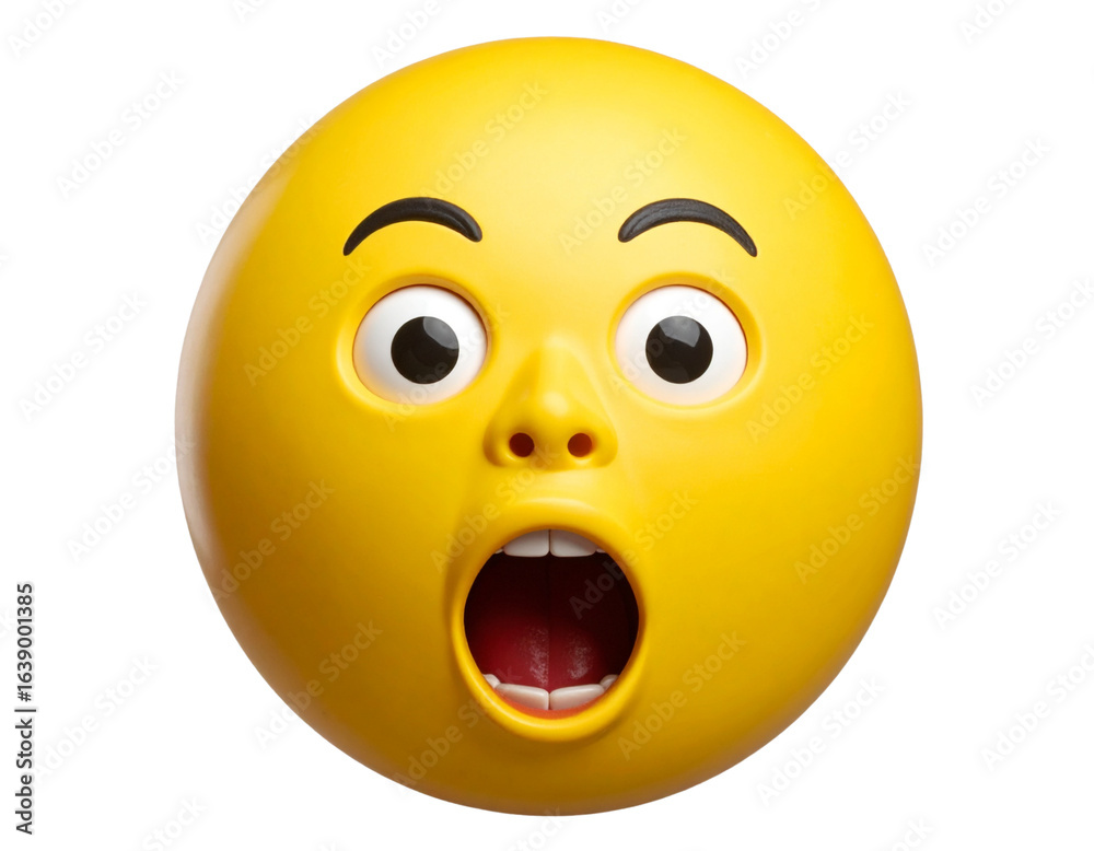 Fototapeta premium 3D happy yellow smiley face icon with cheerful expression