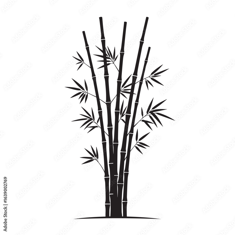 Obraz premium black silhouette vector of bamboo tree