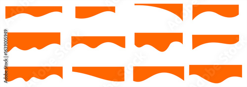 Vector set of abstract orange wave shapes for website header, footer, or dividers.