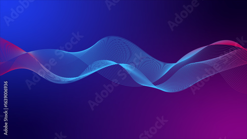 Purple background with a flowing pattern. A digital illustration of a wavy line on a purple gradient.