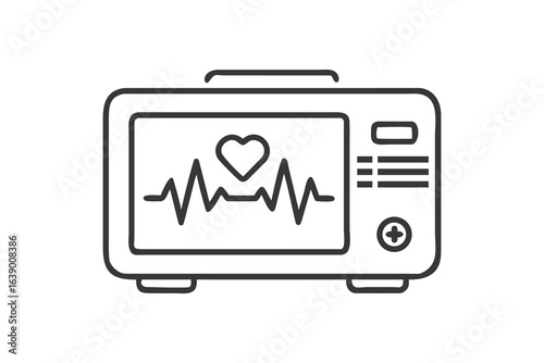 Heart Rate Monitor Medical Device with ECG Line and Heart Icon