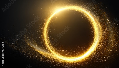 Golden swirling circle on a dark background