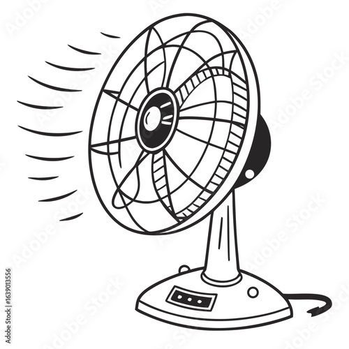 Flat Style Electric Fan with Three-Speed Icon, Isolated Home Appliance Vector. Perfect for: Summer Party, Beach House, Home Cooling Event