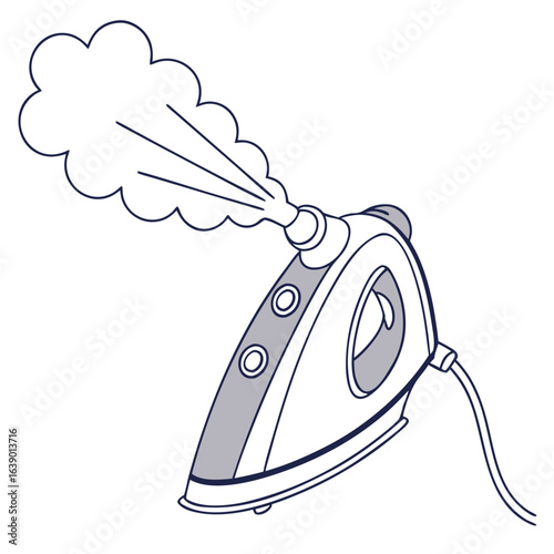 Flat Style Handheld Garment Steamer with Steam Spray, Isolated Home Appliance Vector. Perfect for: Fashion Week, Travel Essentials, Home Organization Expo
