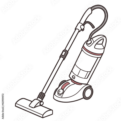 Flat Style Upright Vacuum Cleaner, Isolated Home Appliance Vector. Perfect for: Spring Cleaning Day, Home Improvement Show, Housewarming