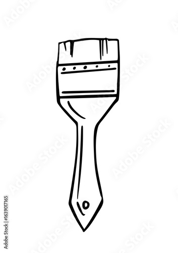 wide paintbrush with wooden handle and riveted ferrule, ideal for DIY painting, home decor, repair, construction, art craft projects.