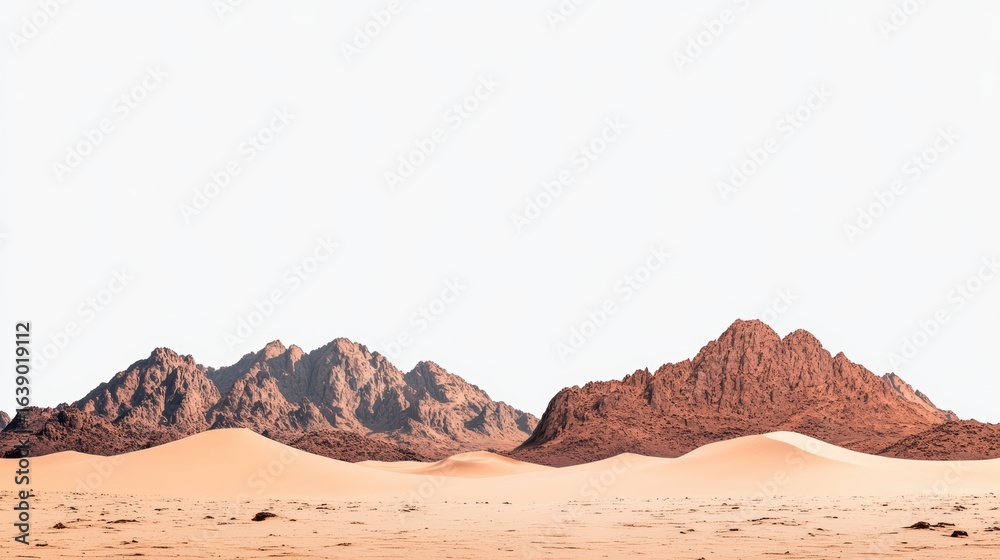 Naklejka premium sand dunes rocky mountains landscape. cut out.