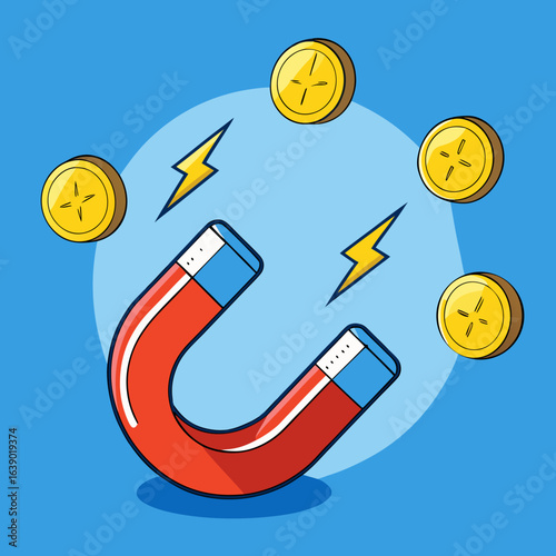Wealth Magnetism – Growth and Creative Breakthrough, Finance, Conceptual, Strategy, Motivation, Abstract, Attraction Illustration