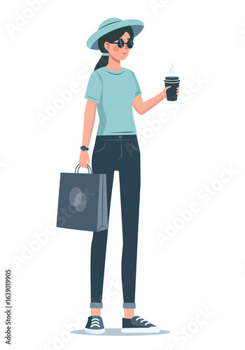 The shopping. Colored flat illustration. White background.