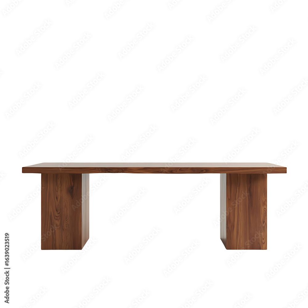 Fototapeta premium a front view of a dark brown, empty wooden table with transparent background, serving as a blank wood table mockup, Ai generative