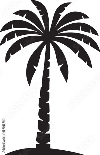 Silhouette Style Vector Palmetto Tree Logo Icon – Minimal Tropical Palm Symbol for Coastal, Beach, Resort, or Travel Branding, Elegant Monochrome Nature Graphic Design for Print, Web, and Merchandise