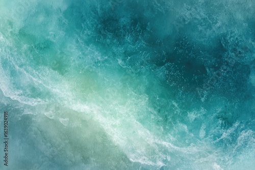 Abstract view of teal and green water, textured waves