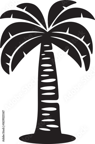 Silhouette Style Vector Palmetto Tree Logo Icon – Minimal Tropical Palm Symbol for Coastal, Beach, Resort, or Travel Branding, Elegant Monochrome Nature Graphic Design for Print, Web, and Merchandise
