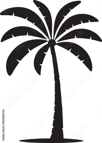 Silhouette Style Vector Palmetto Tree Logo Icon – Minimal Tropical Palm Symbol for Coastal, Beach, Resort, or Travel Branding, Elegant Monochrome Nature Graphic Design for Print, Web, and Merchandise