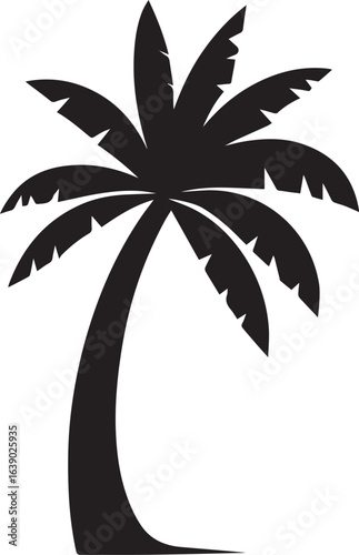 Silhouette Style Vector Palmetto Tree Logo Icon – Minimal Tropical Palm Symbol for Coastal, Beach, Resort, or Travel Branding, Elegant Monochrome Nature Graphic Design for Print, Web, and Merchandise