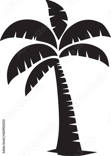 Silhouette Style Vector Palmetto Tree Logo Icon – Minimal Tropical Palm Symbol for Coastal, Beach, Resort, or Travel Branding, Elegant Monochrome Nature Graphic Design for Print, Web, and Merchandise
