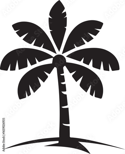 Silhouette Style Vector Palmetto Tree Logo Icon – Minimal Tropical Palm Symbol for Coastal, Beach, Resort, or Travel Branding, Elegant Monochrome Nature Graphic Design for Print, Web, and Merchandise