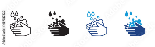 Wash hands icon  set in outline and flat style ,vector  illustration .