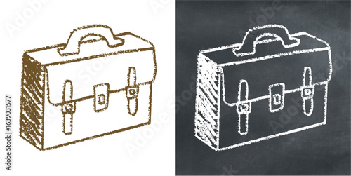 Chalk hand drawn briefcase vector for business, work, and professional matters with a sketchy feel. Ideal for illustrating career, finance, and creative concepts.