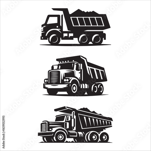 Dump Truck and Tipper Truck Vector Illustration Set