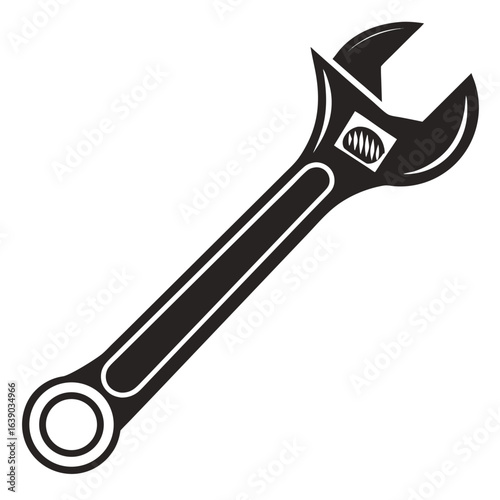 Steel adjustable wrench hand tool isolated on a white background, perfect for a mechanic's repair and construction work