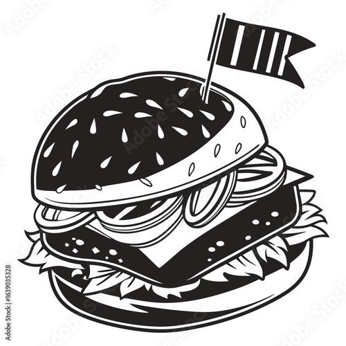 A tasty fast-food cheeseburger with fresh lettuce, a beef patty, and sesame seed bun