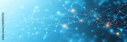 Wallpaper Mural Blue abstract network with glowing interconnected nodes and lines representing digital connections and data flow on a gradient background Torontodigital.ca