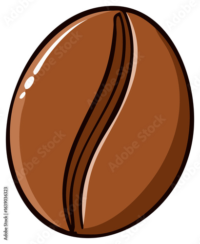 Single roasted coffee bean vector illustration for posters and food package designs.