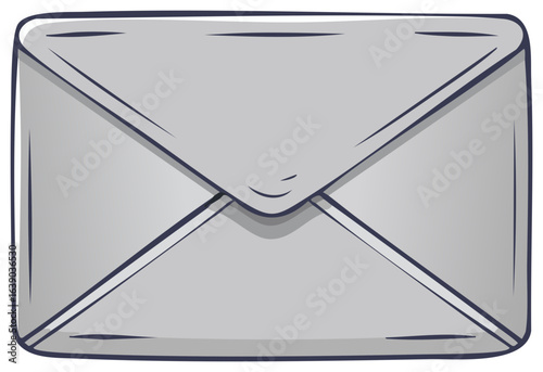 Sealed gray mail envelope flat design representing communication and delivering messages