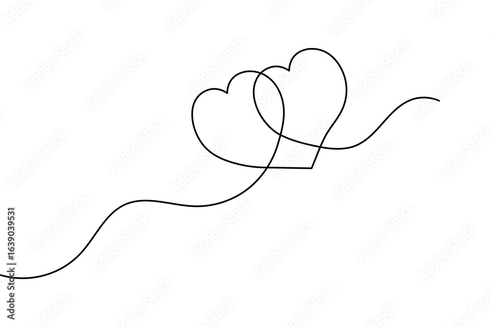Obraz premium Love shape outline vector illustration in continuous one line minimalist style isolated drawing 