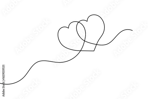 Love shape outline vector illustration in continuous one line minimalist style isolated drawing
