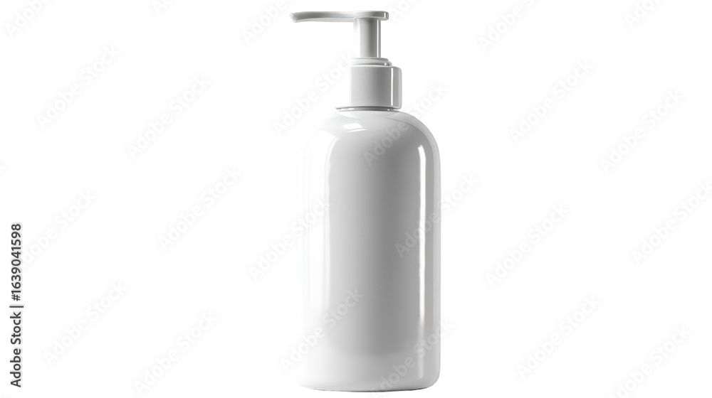 Fototapeta premium Empty White Plastic Pump Bottle for Lotion or Liquid Soap.