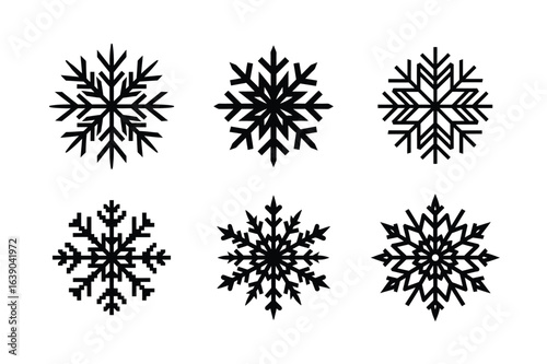 Snowflake Silhouette Icon Set