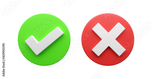 Fotografie Realistic right and wrong answer 3D icon
