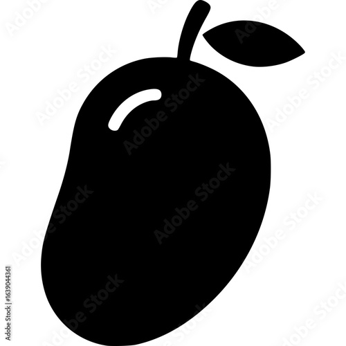 Silhouette Mango: A sleek, solid silhouette of a ripe, juicy mango, symbolizing tropical fruit and dietary health.