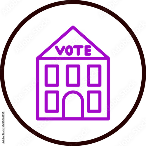 Election Polling Station Vector Line Purple Circle Black