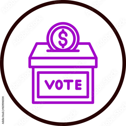 Campaign Donation Box Vector Line Purple Circle Black