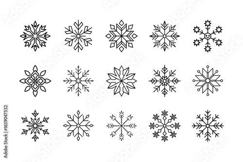Snowflake Silhouette Icon Set