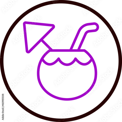 Coconut Drink Vector Line Purple Circle Black