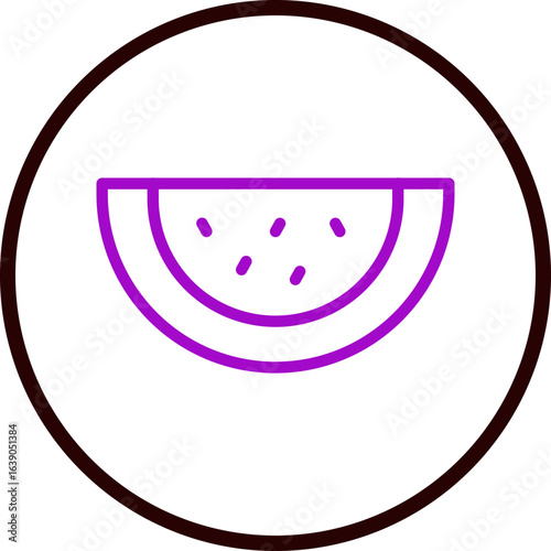 Watermelon Slice Vector Line Purple Circle Black