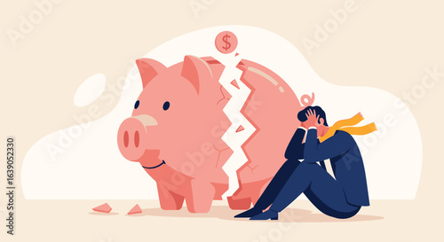 Financial Trouble and Stress Illustration