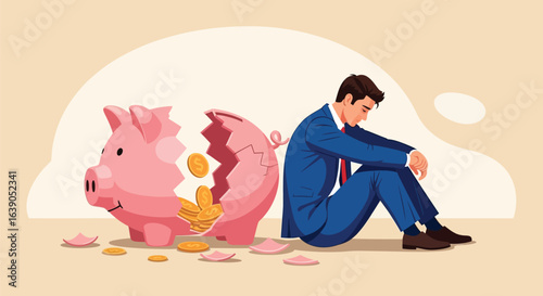 Financial Trouble and Stress Illustration