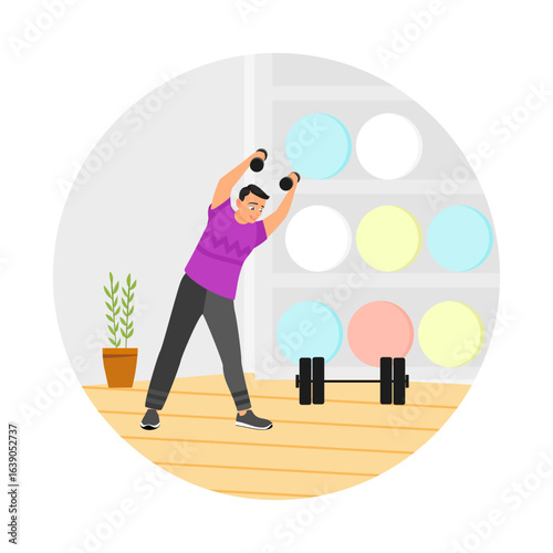 Man Exercising With Dumbbells in Orthopedic Therapy Rehabilitation for Physiotherapy.