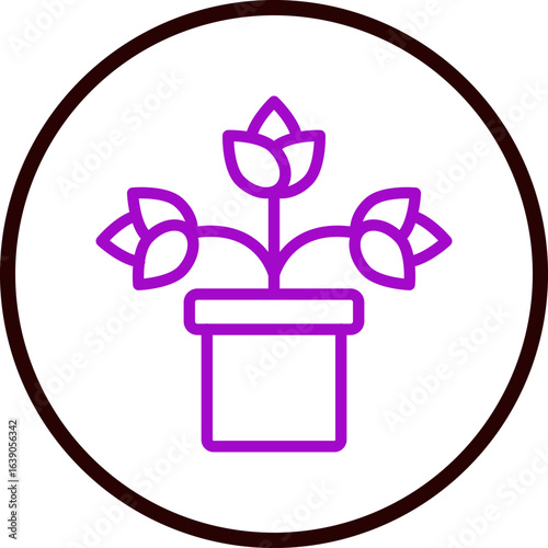 Cyclamen Vector Line Purple Circle Black